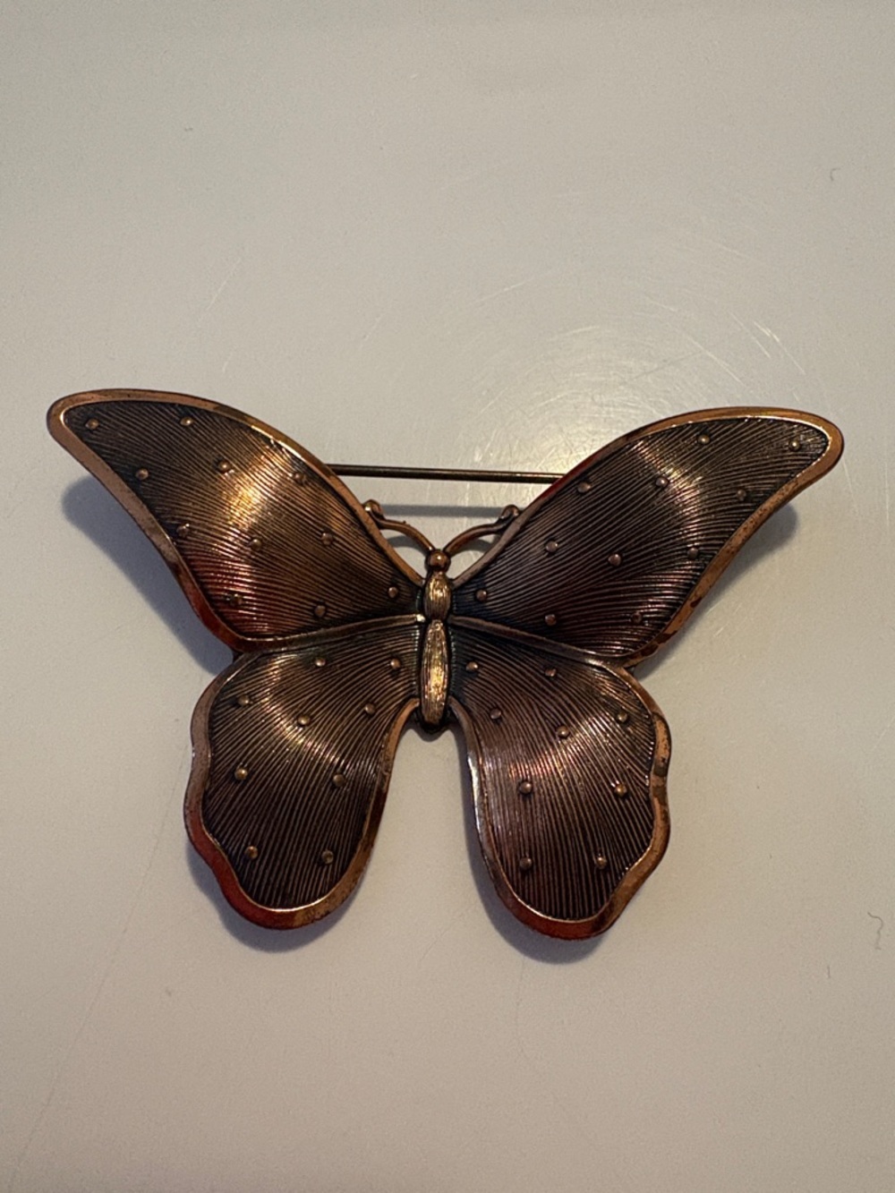 Vintage-Inspired Copper Tone Butterfly Brooch